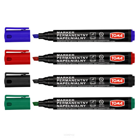 TO-221 Nachfüllbare Permanentmarker – Set mit 4 Farben, Keilspitze