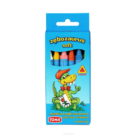 SOFT ZĘBOZAURUS TRIANGULAR SCHOOL WAX CRAYONS
